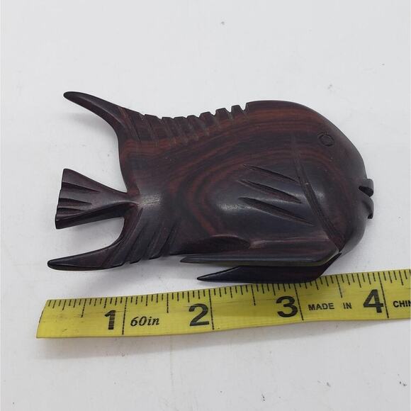 Vintage Hand Carved Wood Fish Figurine Sculpture Home Decor Folk Art Angel - Picture 9 of 9